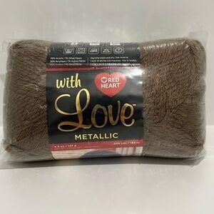 Red Heart With Love Metallic in Taupe 4.5 oz 200 yds Lot Y3803 NEW